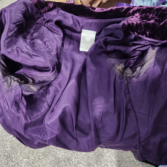 Watters and Watters Vintage 80s Luxurious Crushed Purple Velvet Pantsuit Set - Picture 8 of 14